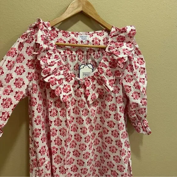 NWT Tuckernuck Pink City Prints Pink White Floral Block Printed Mini Dress Small